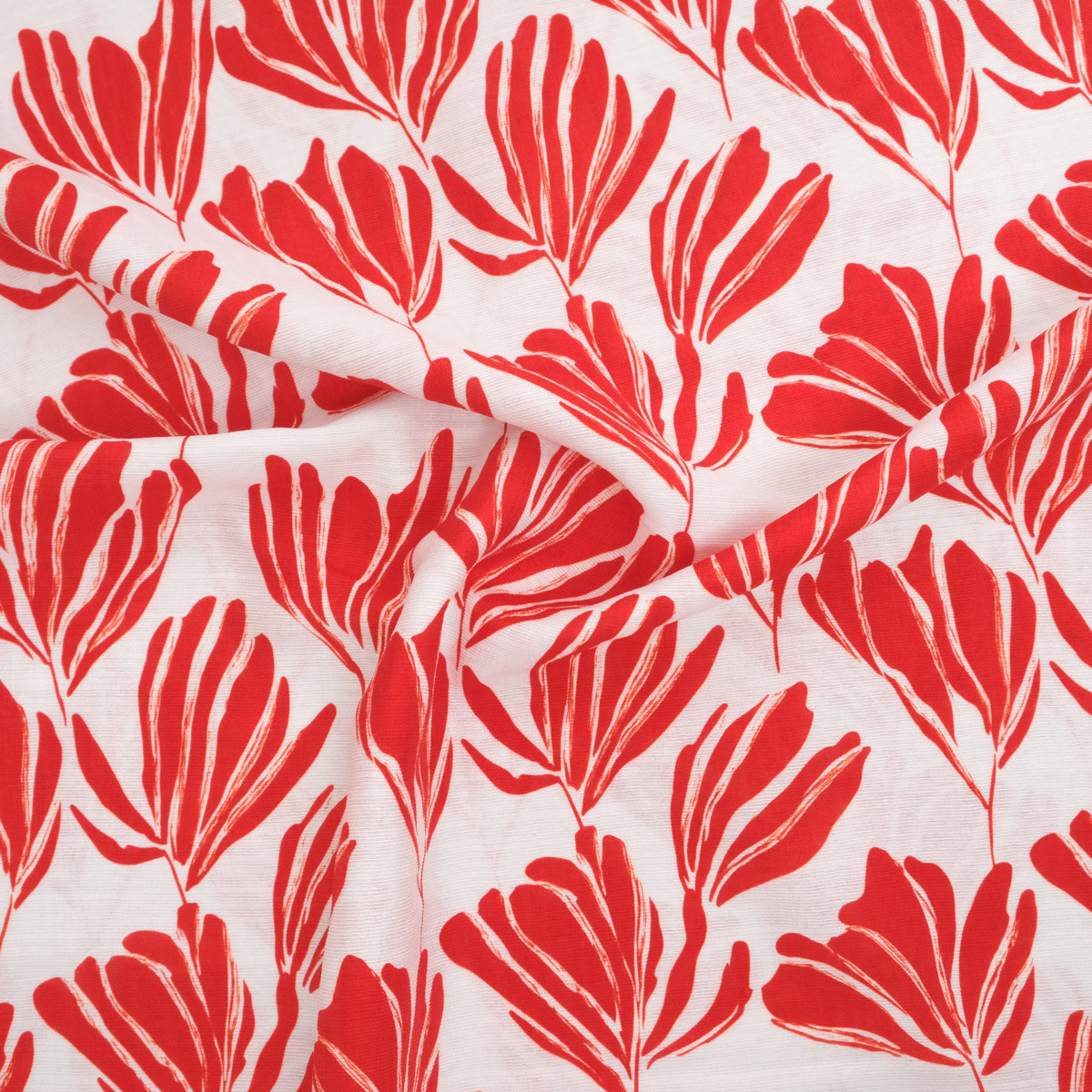 Viscose-mix met Romie-print, rood en ecru - Maison Klem